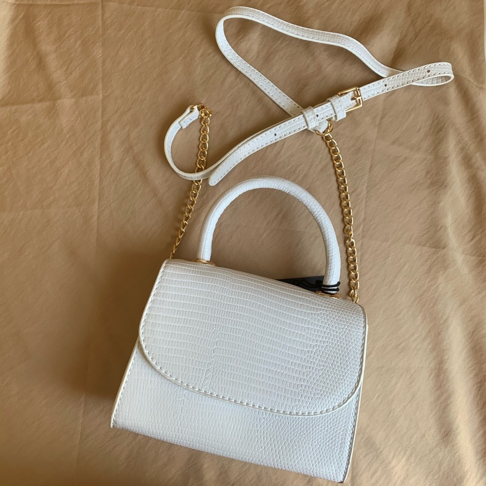 Moda Luxe Talia White Mini Crossbody Gold Hardware